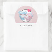 Het zoenen Beren Patroon op Polka Dots Ronde Sticker (Tas)