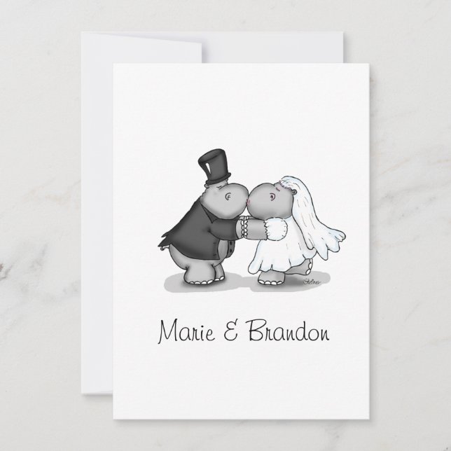 Het zoenen Bride & Groom Hippos personaliseren (Voorkant)