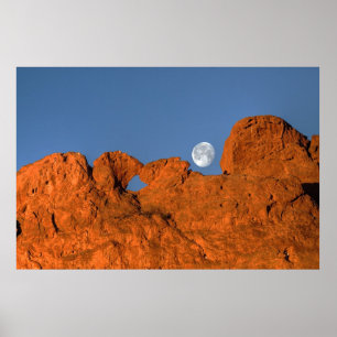 Het zoenen Camels Rock Formatie met Full Moon Poster