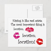 Het zoenen is als een vastgoedcitaat Liefde Quote Briefkaart (Voorkant / Achterkant)
