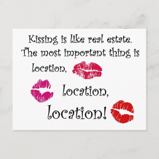 Het zoenen is als een vastgoedcitaat Liefde Quote Briefkaart (Voorkant)