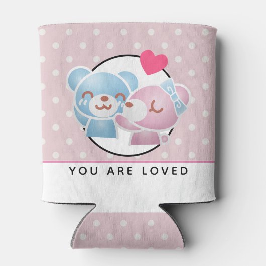 Het zoenen van Beren Cute en Kawaii Je bent gelief Blikjeskoeler (Achterkant)