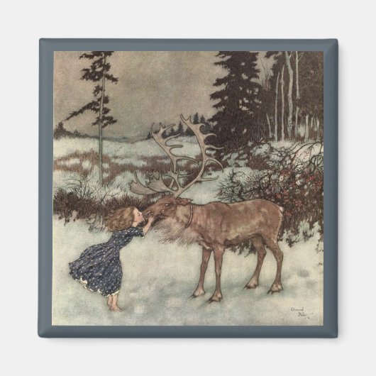 Het zoenen van een rendier op de neus magneet (Voorkant)