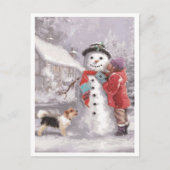 Het zoenen van een Winterkerstman Feestdagenkaart (Voorkant)