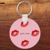 Het zoenen van Emoji Lips en '' Jouw naam Hier " Sleutelhanger (Voorkant)