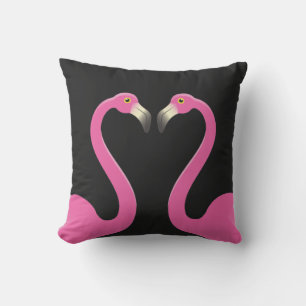 Het zoenen van Flamingos op Black Outdoor Pillow Buitenkussen