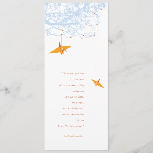 Het zoenen van Oranje papier kruist moderne Aziati Menu (Achterkant)