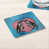 Het zoenen van pinguïns is een persoonlijk huwelij kartonnen onderzetters (Schuin)