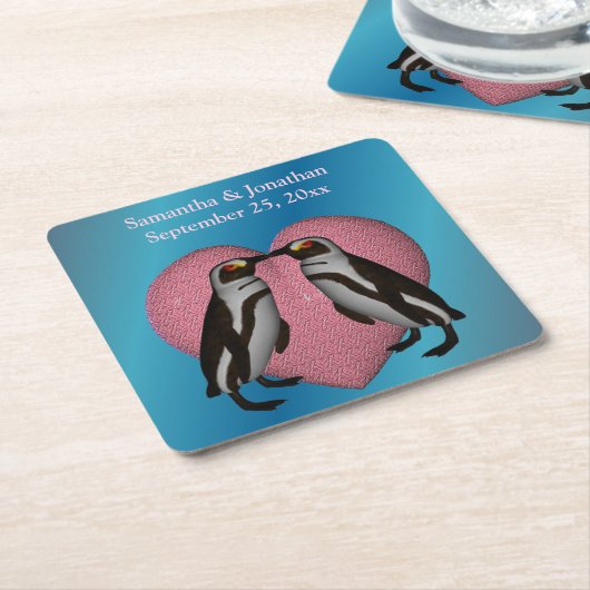 Het zoenen van pinguïns is een persoonlijk huwelij kartonnen onderzetters (Schuin)