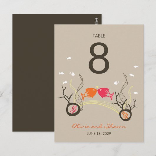 Het zoenen van viskoralen Beach Whimsical Cute Wed Briefkaart (Voorkant / Achterkant)