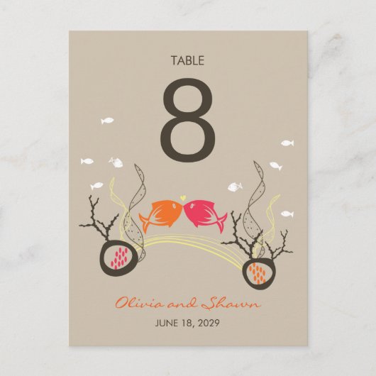 Het zoenen van viskoralen Beach Whimsical Cute Wed Briefkaart (Voorkant)