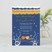 Het zoenen van viskoralen Beach Whimsical Cute Wed Kaart (Staand voorkant)