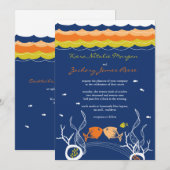 Het zoenen van viskoralen Beach Whimsical Cute Wed Kaart (Voorkant / Achterkant)