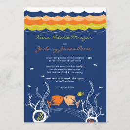 Het zoenen van viskoralen Beach Whimsical Cute Wed Kaart