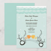 Het zoenen van viskoralen Beach Whimsical Cute Wed Kaart (Voorkant / Achterkant)