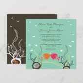 Het zoenen van viskoralen Beach Whimsical Cute Wed Kaart (Voorkant / Achterkant)