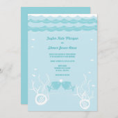 Het zoenen van viskoralen Beach Whimsical Cute Wed Kaart (Voorkant / Achterkant)