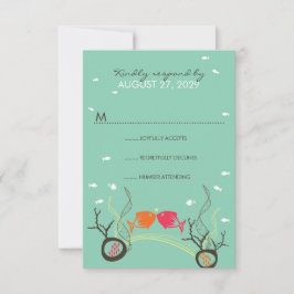 Het zoenen van viskoralen Beach Whimsical Cute Wed RSVP Kaartje