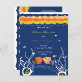 Het zoenen viskoraal Zee strand bewaart de datum Aankondigingskaart (Voorkant / Achterkant)