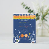 Het zoenen viskoraal Zee strand bewaart de datum Aankondigingskaart (Staand voorkant)