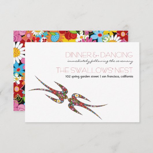 Het zoenen Zwallows Spring Flowers Weddenschappen  Informatiekaartje (Voorkant / Achterkant)