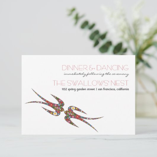 Het zoenen Zwallows Spring Flowers Weddenschappen  Informatiekaartje (Staand voorkant)