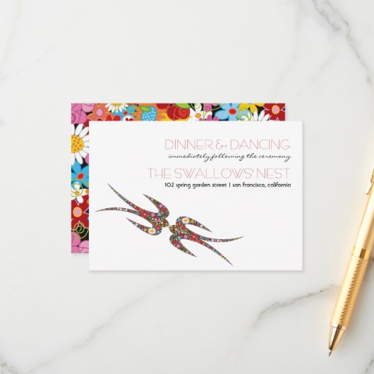 Het zoenen Zwallows Spring Flowers Weddenschappen  Informatiekaartje (Voorkant / Achterkant in situ)