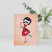 Het zoete & Enge Meisje van het Skelet Briefkaart (Staand voorkant)