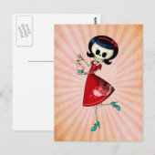 Het zoete & Enge Meisje van het Skelet Briefkaart (Voorkant / Achterkant)