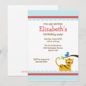 Het zoete Oerwoud Tiger Girl's Birthday Invitation Kaart (Voorkant / Achterkant)