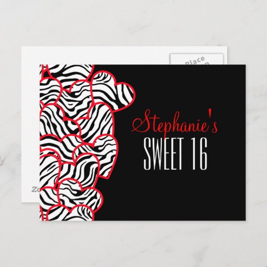 Het zoete rode gestreepte Briefkaart van harten (Voorkant / Achterkant)