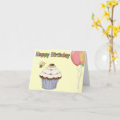 Het zoete Wenskaart van de Verjaardag Cupcake Kaart (Gele Bloem)
