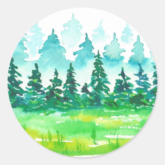 Het zomerlandschap. ronde sticker (Voorkant)