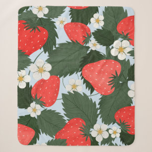 Het zomerpatroon met aardbeien. Aardbeien lea Sherpa Deken