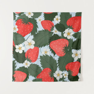Het zomerpatroon met aardbeien. Aardbeien lea Wandkleed