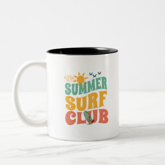 Het zomerreces van de Club-Beach-Summer-Surf-Funny Tweekleurige Koffiemok (Links)