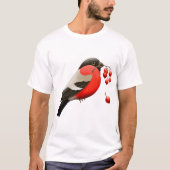 Het zomerse shirt bedrukt met een vogeltje in rood (Voorkant)