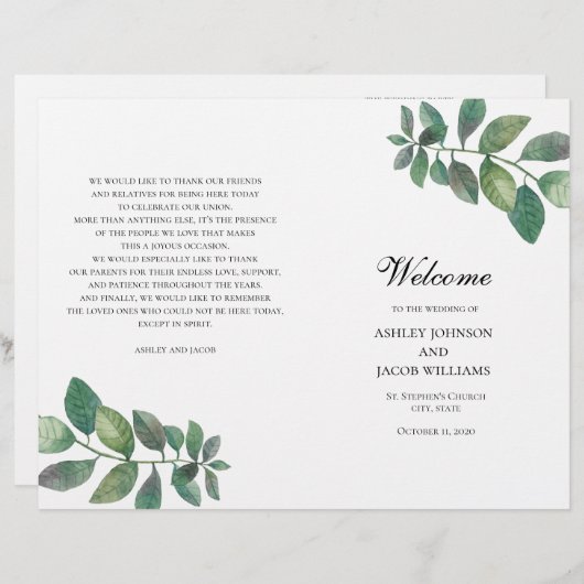 Het zomertrouwprogramma is gevouwen. Groene blader (Voorkant / Achterkant)