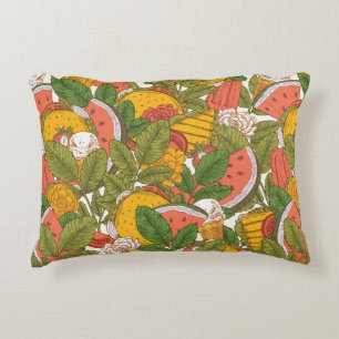 Het zomervoedsel naadloos. Sanchei's, consumptie-i Accent Kussen