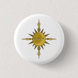 Het Zon en Maan Ornament Ronde Button 3,2 Cm