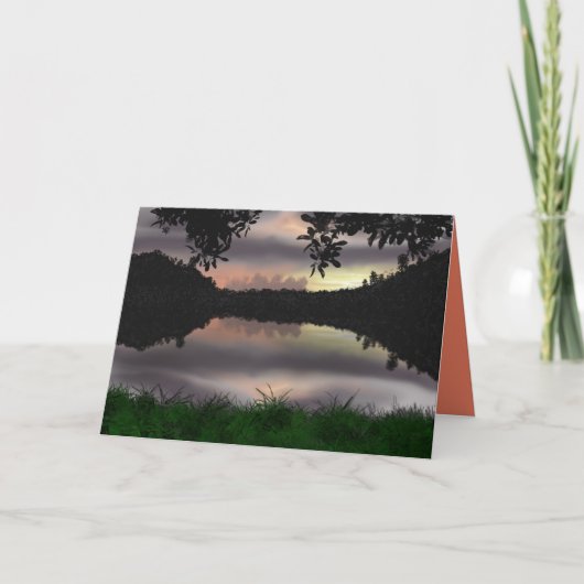 Het zondst van de avond die door de bomen kijkt kaart (Voorkant)