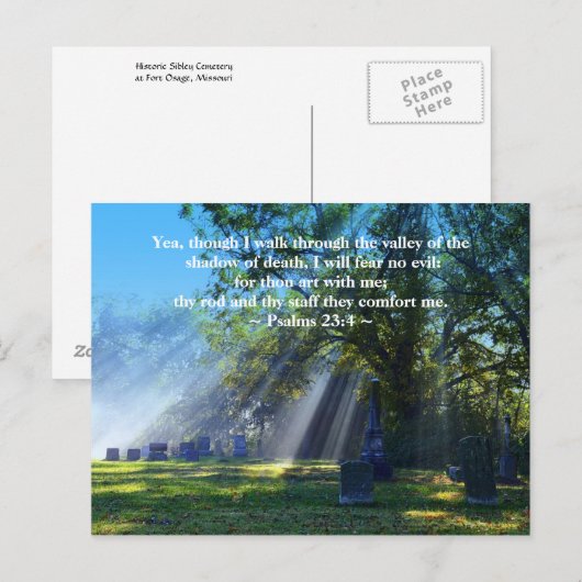 Het Zonlicht van het 23:4 van psalmen in Briefkaart (Voorkant / Achterkant)