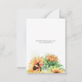 Het Zonnebloem Waterverf Band bewaart de Datum Notitiekaartje (Achterkant)