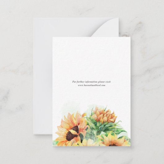 Het Zonnebloem Waterverf Band bewaart de Datum Notitiekaartje (Achterkant)