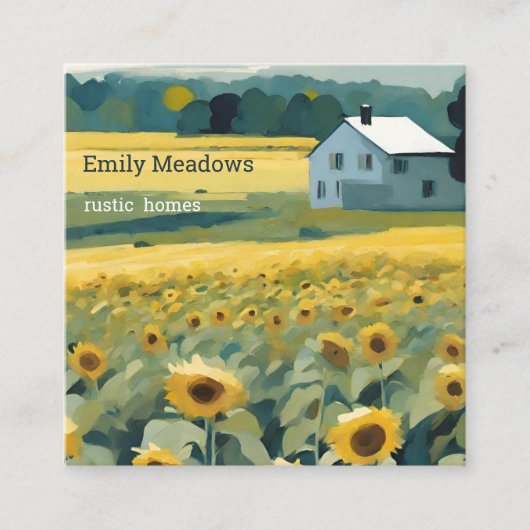 Het zonnebloemenhuis vierkante visitekaartje (Voorkant)