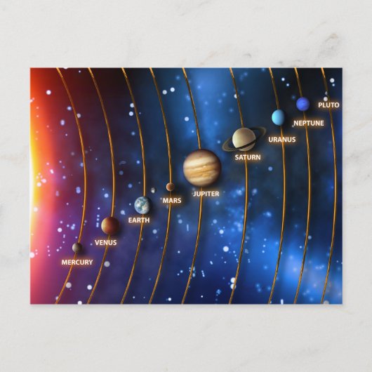 Het zonnestelsel briefkaart (Voorkant)