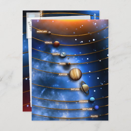 Het zonnestelsel briefkaart (Voorkant / Achterkant)