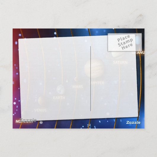 Het zonnestelsel briefkaart (Achterkant)