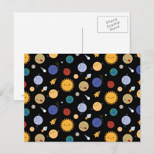 Het Zonnestelsel van Kawaii Briefkaart (Voorkant / Achterkant)