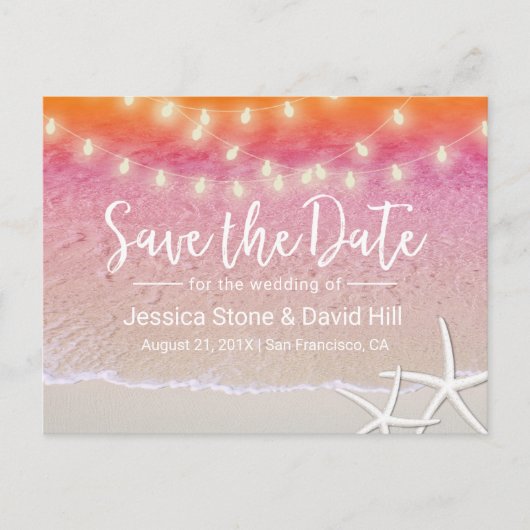 Het Zonnevaste Beach van de Lichten van het koord  Aankondigingskaart (Voorkant)